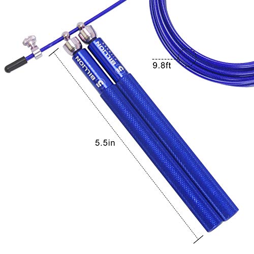 5BILLION Speed Jump Rope - 360° Swivel Ball Bearing - Adjustable - Workout for Double Unders, Exercise, WOD, Outdoor, MMA & Boxing Training (blue)