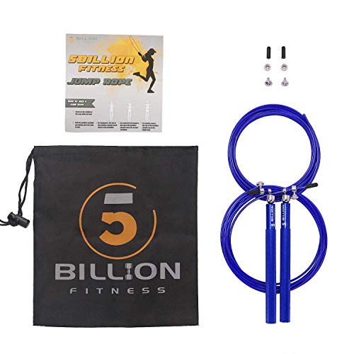 5BILLION Speed Jump Rope - 360° Swivel Ball Bearing - Adjustable - Workout for Double Unders, Exercise, WOD, Outdoor, MMA & Boxing Training (blue)