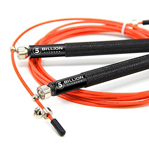5BILLION Speed Jump Rope - 360° Swivel Ball Bearing - Adjustable - Workout for Double Unders, Exercise, WOD, Outdoor, MMA & Boxing Training (orange)