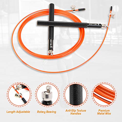 5BILLION Speed Jump Rope - 360° Swivel Ball Bearing - Adjustable - Workout for Double Unders, Exercise, WOD, Outdoor, MMA & Boxing Training (orange)