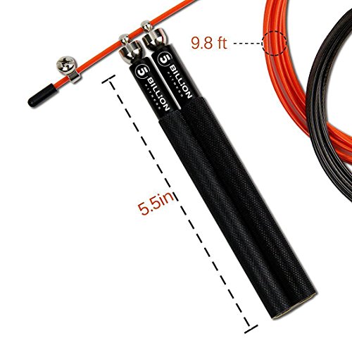 5BILLION Speed Jump Rope - 360° Swivel Ball Bearing - Adjustable - Workout for Double Unders, Exercise, WOD, Outdoor, MMA & Boxing Training (orange)