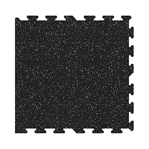 IncStores 8mm Thick Strong Rubber Interlocking Floor Tiles | Flexible Recycled Rubber for a Stronger and Safer Basement, Home Gym, Shed, or Trailer | Grey, 1 Border Tile