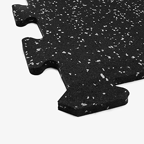 IncStores 8mm Thick Strong Rubber Interlocking Floor Tiles | Flexible Recycled Rubber for a Stronger and Safer Basement, Home Gym, Shed, or Trailer | Grey, 1 Border Tile