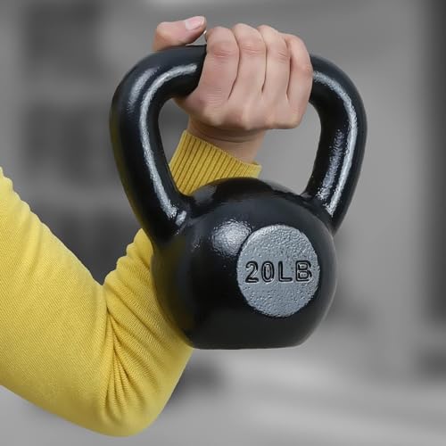 Amazon Basics Cast Iron Kettlebell with Enamel Finish, 20-Pound, Black