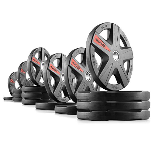 XMark TEXAS STAR 365 lb Set Olympic Plates, Patented Design, One-Year Warranty, Olympic Weight Plates