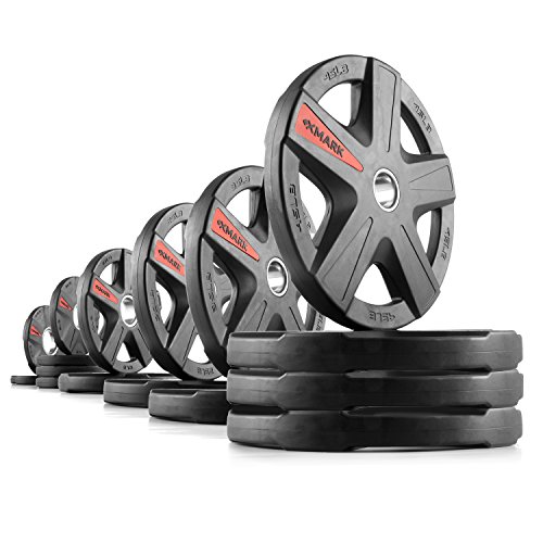 XMark TEXAS STAR 345 lb Set Olympic Plates, Patented Design, One-Year Warranty, Olympic Weight Plates