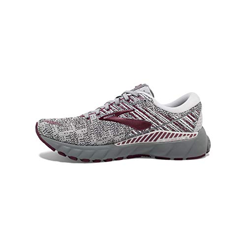 Brooks Womens Adrenaline GTS 19 Running Shoe - Grey/White/Fig - B - 9.0