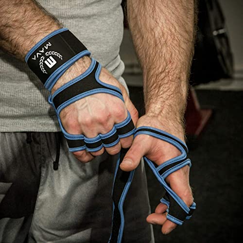 Mava Sports Cross Training Gloves with Wrist Support for Fitness, WOD, Weightlifting, Gym Workout & Powerlifting - Silicone Padding, no Calluses - Men & Women, Strong Grip (Dark Blue, Large)