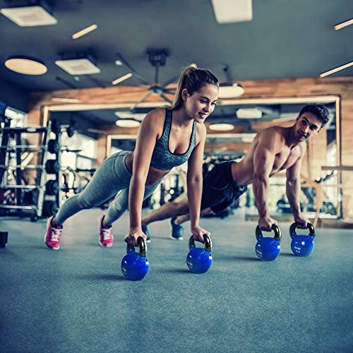 Yes4All Combo Vinyl Coated Kettlebell Weight Sets Great for Full Body Workout and Strength Training Blue, 5 10 15 lbs