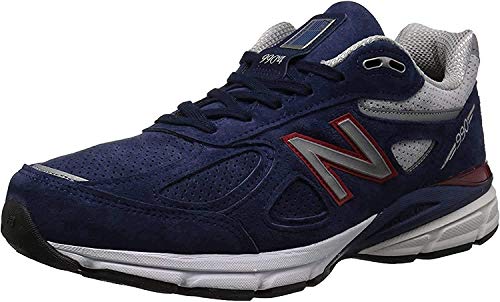 New Balance Men's Made 990 V4 Sneaker, Blue/Pigment Red, 12 D US