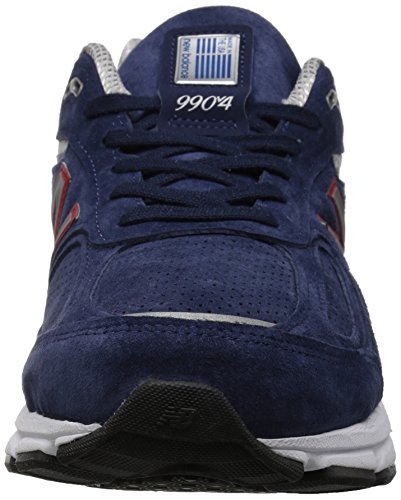 New Balance Men's Made 990 V4 Sneaker, Blue/Pigment Red, 12 D US