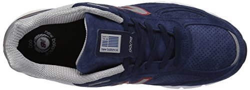 New Balance Men's Made 990 V4 Sneaker, Blue/Pigment Red, 12 D US