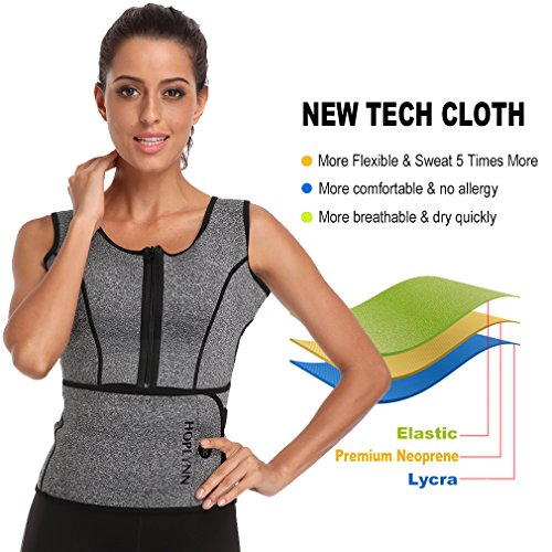 HOPLYNN Sauna Sweat Vest Waist Trainer Corset Trimmer Shaper Belt for Women, Neoprene Waist Cincher Stomach Tummy Shaper Gray XX-Large