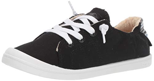 Roxy Women's Bayshore Slip On Shoe Sneaker, Black Denim, 5 M US