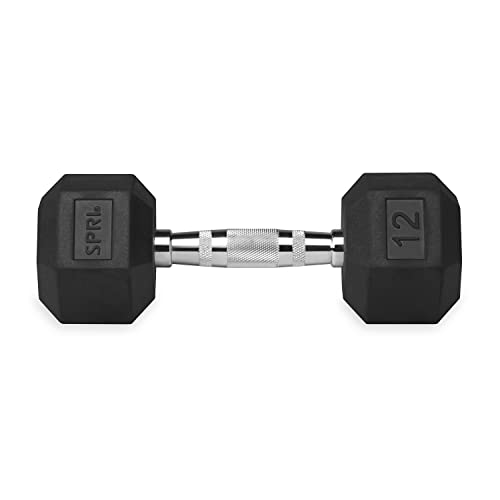 Dumbbells Hand Weights Set of 2 - 12 lb Rubber Hex Chrome Handle Exercise & Fitness Dumbbell for Home Gym Equipment Workouts Strength Training Free Weights for Women, Men