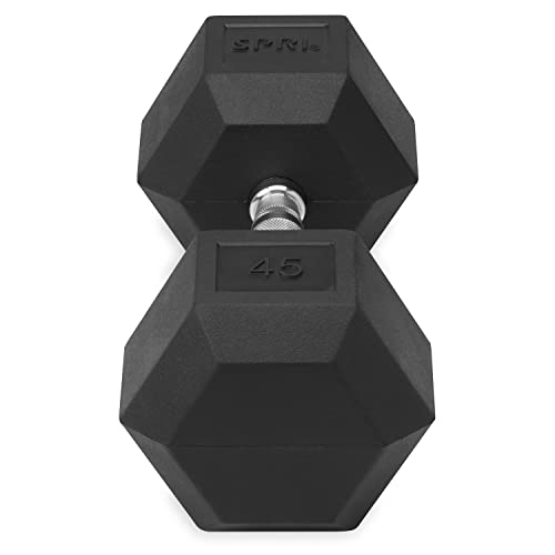 Dumbbell Hand Weight Single 45 lb Rubber Hex Chrome Handle Exercise & Fitness Dumbbell for Home Gym Equipment Workouts Strength Training Free Weights for Women, Men