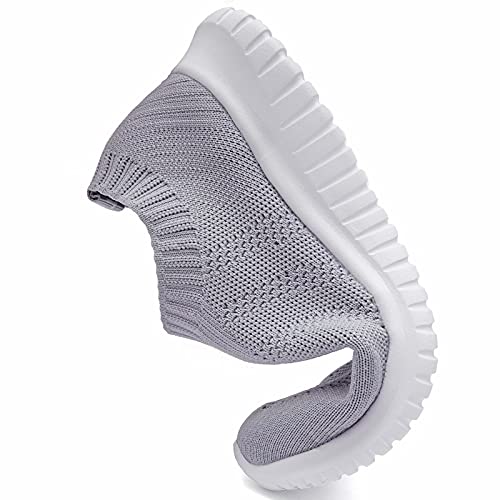konhill Women's Walking Tennis Shoes - Lightweight Athletic Casual Gym Slip on Sneakers 8.5 US L.Gray