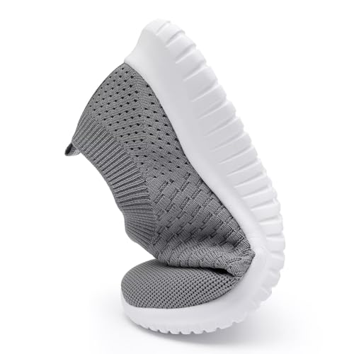 konhill Women's Walking Tennis Shoes - Lightweight Athletic Casual Gym Slip on Sneakers 13 US Dark Grey