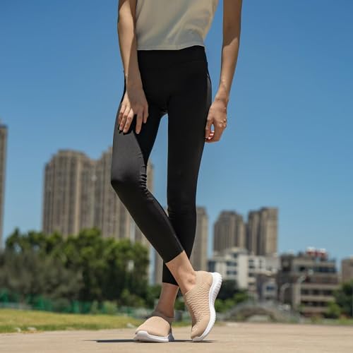 konhill Women's Walking Tennis Shoes - Lightweight Athletic Casual Gym Slip on Sneakers 13 US Apricot