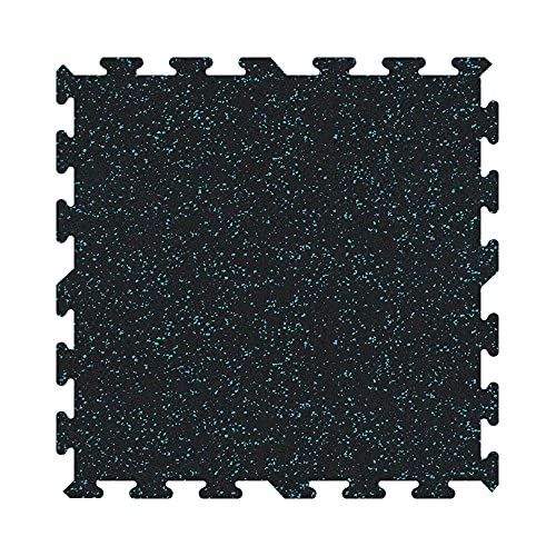8mm Thick Rubber Interlocking Floor Tiles | Blue | Basement, Home Gym, Shed, Trailer