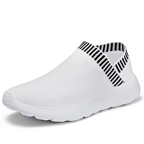 konhill Women's Athletic Walking Shoes - Comfortable Casual Work Gym Slip On Sneakers 6 US White, 37