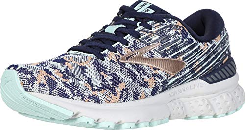 Brooks Womens Adrenaline GTS 19 Running Shoe - Navy/Coral/Ice - B - 11.0