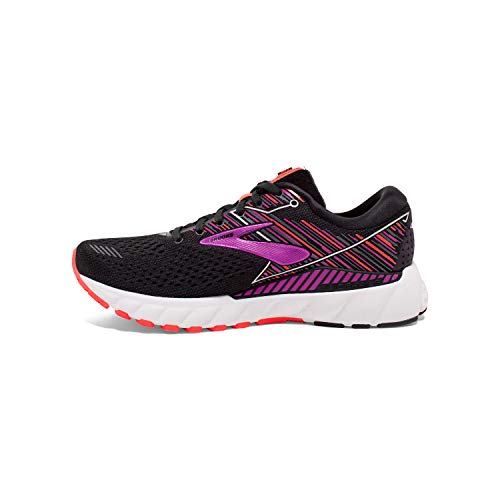 Brooks Womens Adrenaline GTS 19 Running Shoe - Black/Purple/Coral - D - 9.0