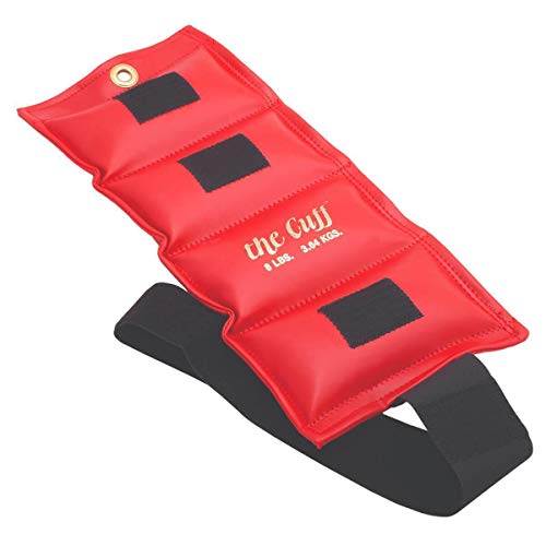 The Cuff Original Adjustable Ankle and Wrist Weight for Training, Dance, Running, Cardio, Aerobics, Toning, and Physical Therapy for Men and Women, 8 lb, Red