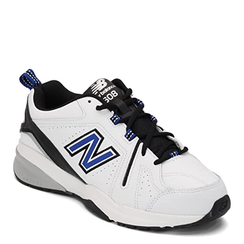 New Balance Men's 608 V5 Casual Comfort Cross Trainer, White/Team Royal, 10.5
