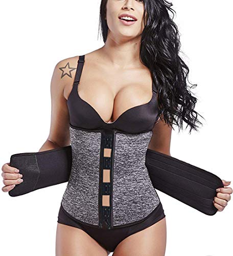 HOPLYNN Neoprene Sweat Waist Trainer Corset Trimmer Belt for Women Weight Loss, Waist Cincher Shaper Slimmer Grey Medium