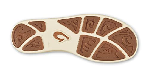 OLUKAI Nohea Moku Men's Boat Shoes, No Tie Laces & Stretch Construction, Breathable Mesh & All Weather Rubber Soles, Rock/Mustang, 15