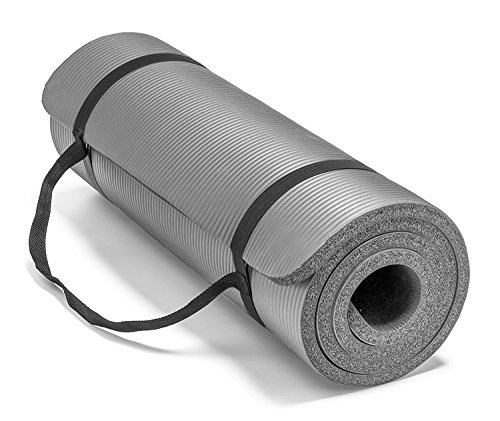 Spoga Premium Extra Thick 72"X 24" Long High Density Exercise Yoga Mat with Comfort Foam & Carrying Straps, Grey