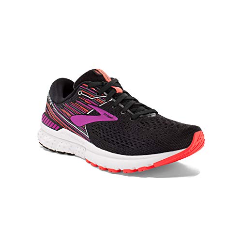 Brooks Womens Adrenaline GTS 19 Running Shoe - Black/Purple/Coral - 2A - 7.0