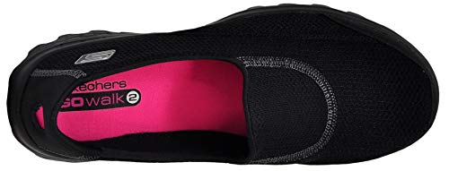 Skechers Performance Women's Go Walk 2 Slip-On Walking Shoe, Black/Silver, 9.5 M US