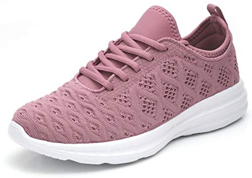 Joomra Women Stylish Shoes Breathable Gym Jogging Walking Knit Autumn Sport Athletic Fashion Tennis Sneakers Zapatos para caminar de Mujer Mauve Size 9