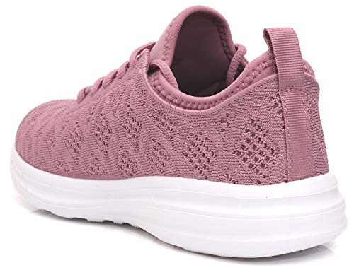 Joomra Women Stylish Shoes Breathable Gym Jogging Walking Knit Autumn Sport Athletic Fashion Tennis Sneakers Zapatos para caminar de Mujer Mauve Size 9