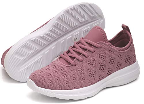 Joomra Women Stylish Shoes Breathable Gym Jogging Walking Knit Autumn Sport Athletic Fashion Tennis Sneakers Zapatos para caminar de Mujer Mauve Size 9