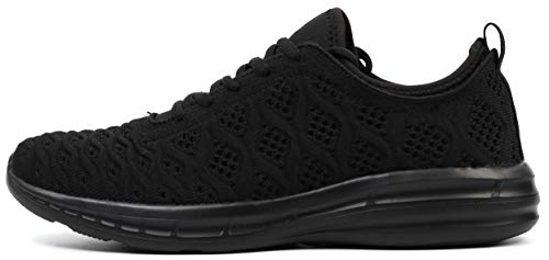 Joomra Women Tennis Shoes Fashion Gym Ladies Lightweight Basic Street Autumn Non Slip Jogging Walking Sport Athletic Sneakers Pure All Black Size 8