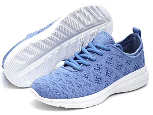 Joomra Women Tennis Shoes Fashion Gym Ladies Lightweight Street Comfortable Jogging Walking Sport Athletic Sneakers Blue Size 8