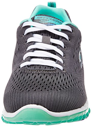 Skechers Sport Women's Skech Air Aim High Fashion Sneaker,Charcoal Mesh/Turquoise Trim,7.5 M US