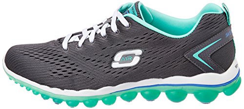Skechers Sport Women's Skech Air Aim High Fashion Sneaker,Charcoal Mesh/Turquoise Trim,7.5 M US