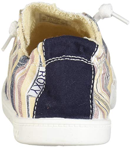 Roxy Women's Bayshore Slip on Sneaker Shoe, White Striped 20, 10