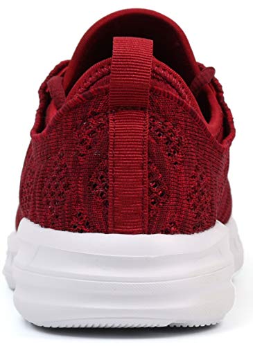 Joomra Womens Stylish Sneakers Burgundy Flats Gym Slipon Exercise Ladies Lightweight Workout Jogging Walking Athletic Tennis Shoes Burgundy Size 9