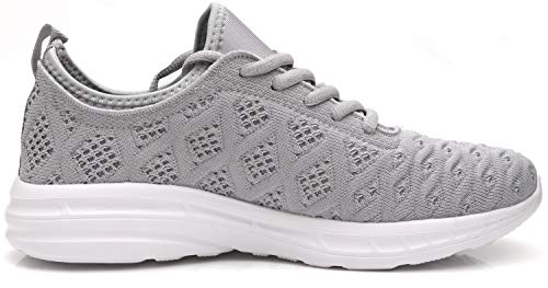 Joomra Women Tennis Shoes Lightweight for Ladies Gym Jogging Walking Stylish Fitness Athletic Fashion Sneakers Grey Size 10