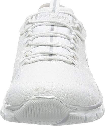 Skechers Women's Sport Empire - Rock Around Relaxed Fit Fashion Sneaker, White/Silver, 11 B(M) US