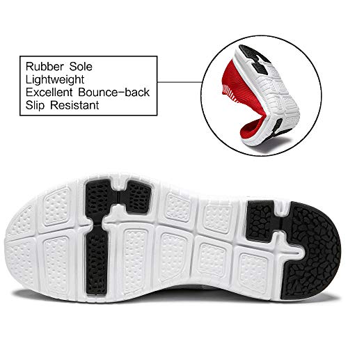 QIUYIXI Men's Slip On Walking Shoes Lightweight Causual Running Sneakers Red/White 12