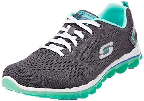 Skechers Sport Women's Skech Air Aim High Fashion Sneaker,Charcoal Mesh/Turquoise Trim,11 M US