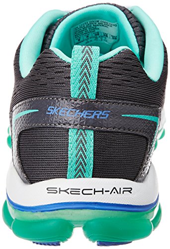 Skechers Sport Women's Skech Air Aim High Fashion Sneaker,Charcoal Mesh/Turquoise Trim,11 M US