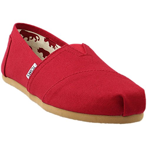 TOMS Women's Classic Alpargata Slip-On Shoe Red Canvas 7.5 M