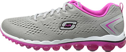 Skechers Sport Women's Skech Air Aim High Fashion Sneaker,Gray Mesh/Pink Trim,7 M US